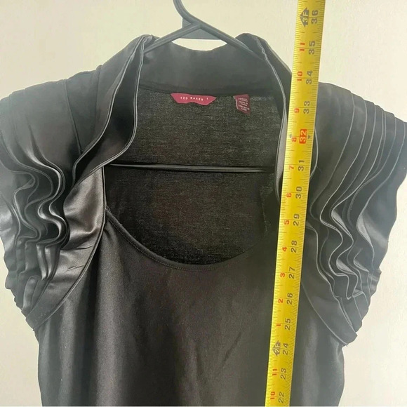 TED BAKER BLACK RUFFLE MINI DRESS SIZE SMALL  SHORT DRESS SIZE 1 - Picture 6 of 9